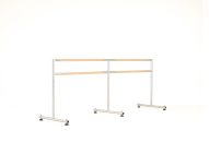 2 x 4ft ballet barres with extender Two four-foot portable double ballet barres joined together using a center metal extender piece.